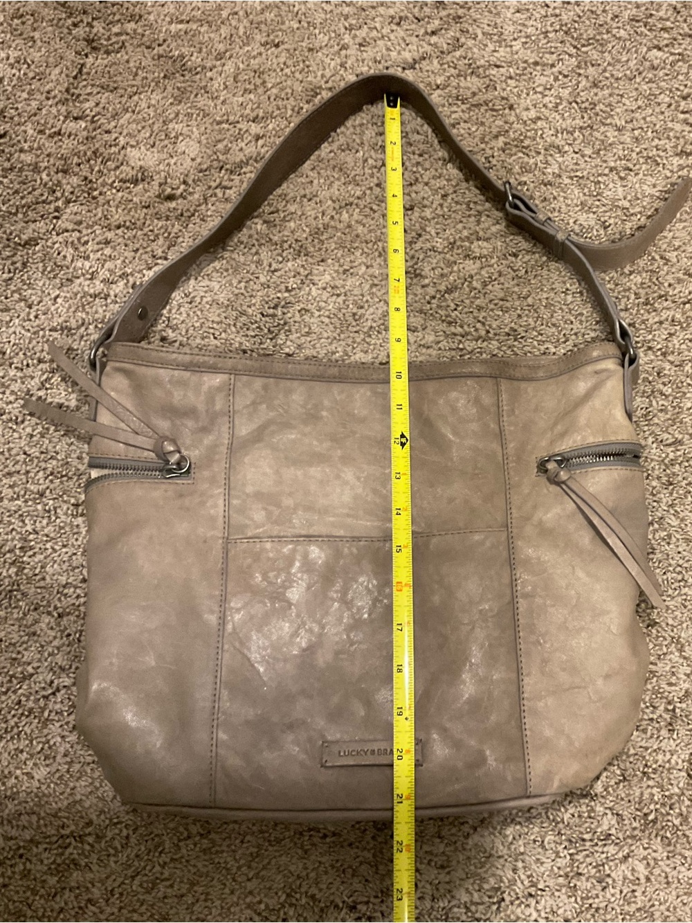 Lucky Brand Neutral Taupe Leather Shoulder Bag